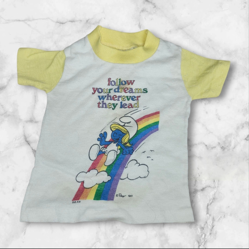 Vintage Smurfs Baby Shirt- Flaws